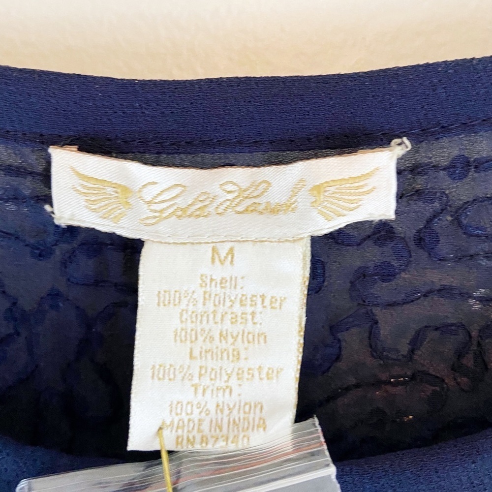 NWT Gold Hawk Sequin Dressy Navy Blue Top Size Medium Party Holiday Fall - Picture 6 of 7